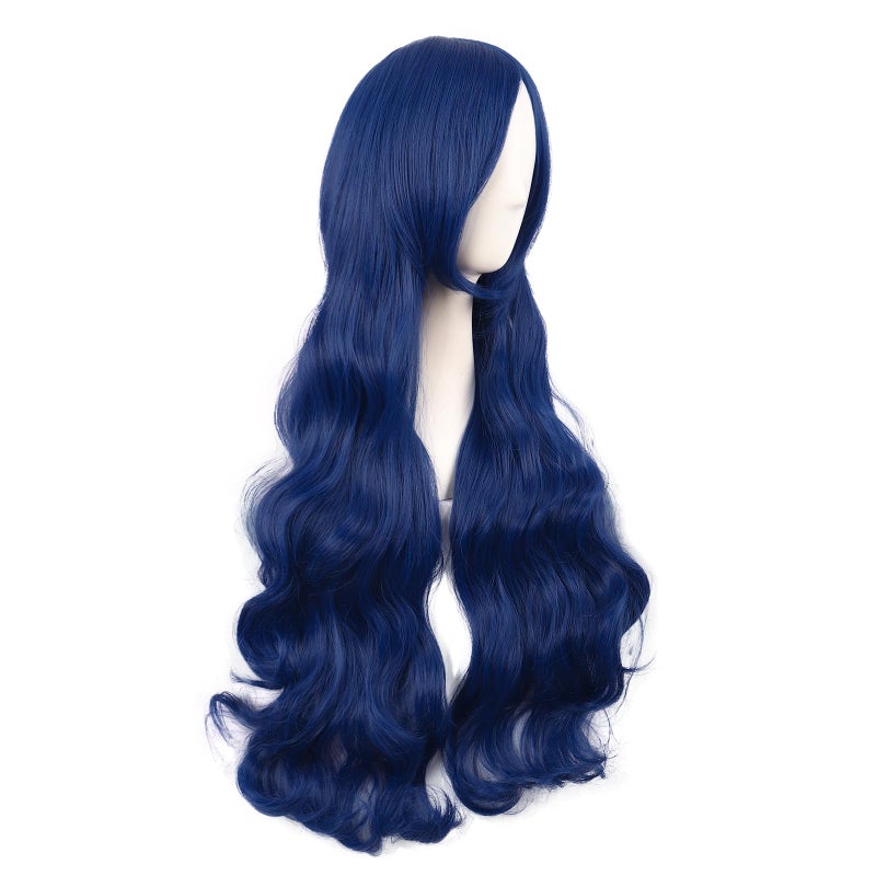 MapofBeauty 32 Inch/80 cm Long Hair Spiral Side Bangs Curly Cosplay Costume Synthetic Wig (Mixed Blue) - Image 2