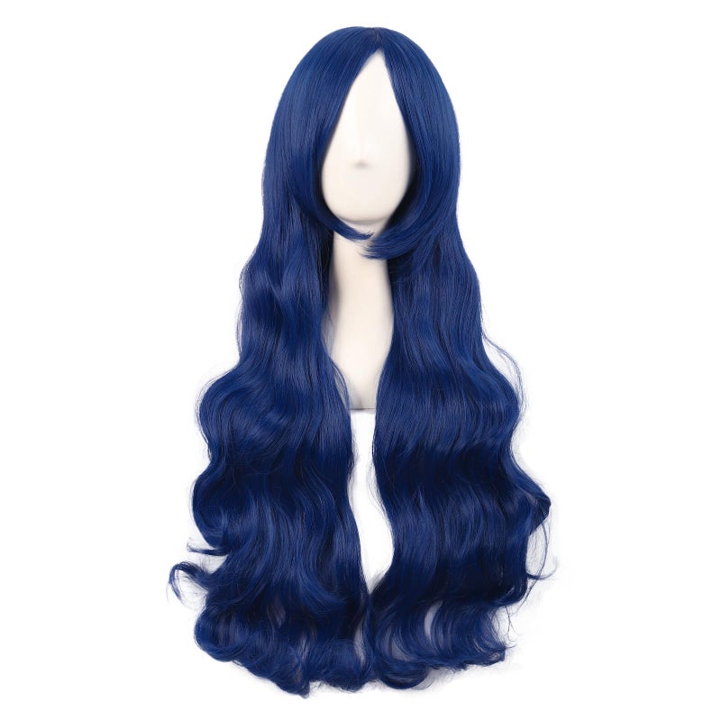 MapofBeauty 32 Inch/80 cm Long Hair Spiral Side Bangs Curly Cosplay Costume Synthetic Wig (Mixed Blue) - Image 1