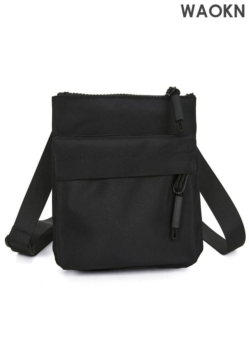 WAOKN Casual Running Cycling Sling Bag , suitable for Women and Men , Nylon Shoulder Bag , Cellphone Pouch Fashion Leisure Outdoor Sports Cross-body Bag , Suitable for work, school, shopping, and travel , unisex , black . - Image 1