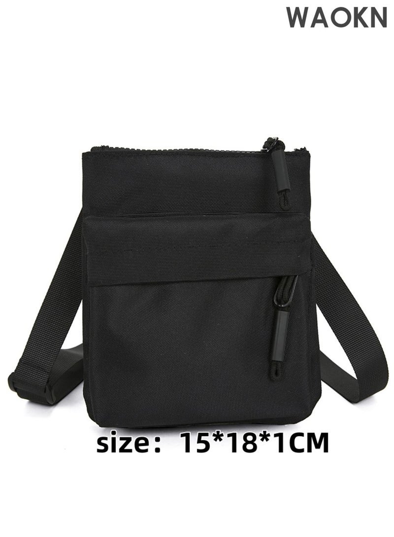 WAOKN Casual Running Cycling Sling Bag , suitable for Women and Men , Nylon Shoulder Bag , Cellphone Pouch Fashion Leisure Outdoor Sports Cross-body Bag , Suitable for work, school, shopping, and travel , unisex , black . - Image 2