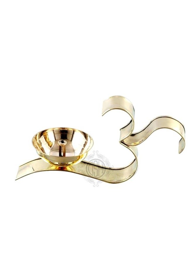 Brass Om Shape Diya Oil Lamp for Home Decorative Item for Puja and Gift - Image 1