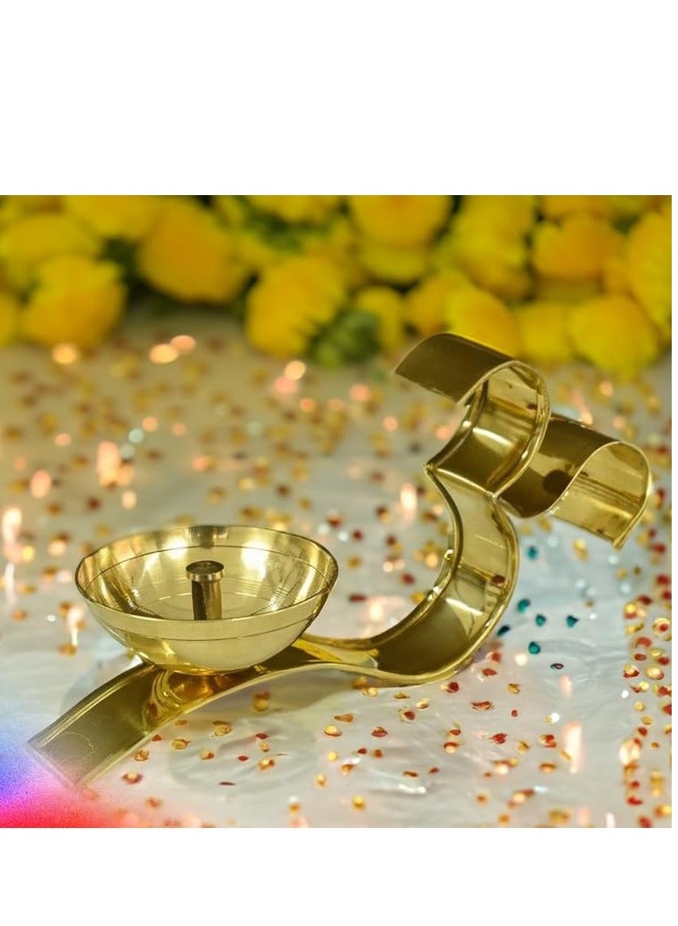 Brass Om Shape Diya Oil Lamp for Home Decorative Item for Puja and Gift - Image 2