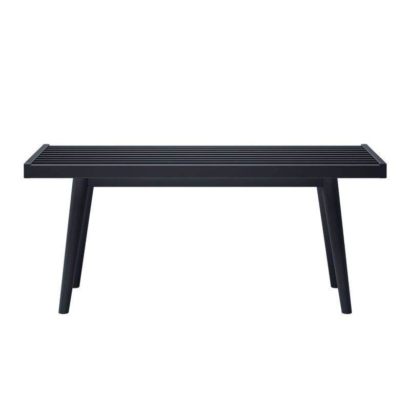 Plank+Beam Entryway Bench, Wooden End of Bed Bench for Bedroom, Mid-Century Modern Square Bench for Hallway, Living Room, Indoor, Porch, 41.25", Black - Image 4