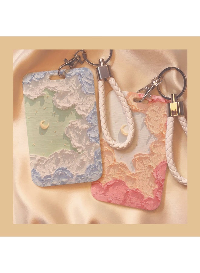 NIBEMINENT 1 - Piece The World Of Oil Painting Kpop Photo Card Holder Pendant Key Chain ID Badge Holder ID Card Holder Photo Card Protector for School ID Office ID Access Card for Women Girls - Image 2