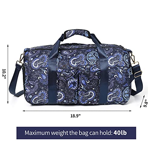 Boulder Bee Crossbody Pickleball Bags Pickleball Sport Sling Bag for Women Duffel Bags w Wet Pocket Shoes Compartment with RacquetPaddle Holder Blue Cashew Flower - Image 3