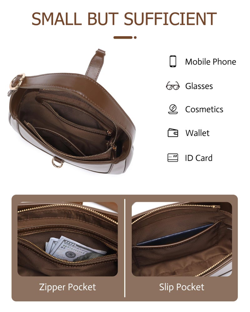 BAVERGE Shoulder Bag for Women, Soft Vegan Leather Purse Trendy Hobo Handbag Small Crossbody Bag with Adjustable Strap, Brown - Image 5