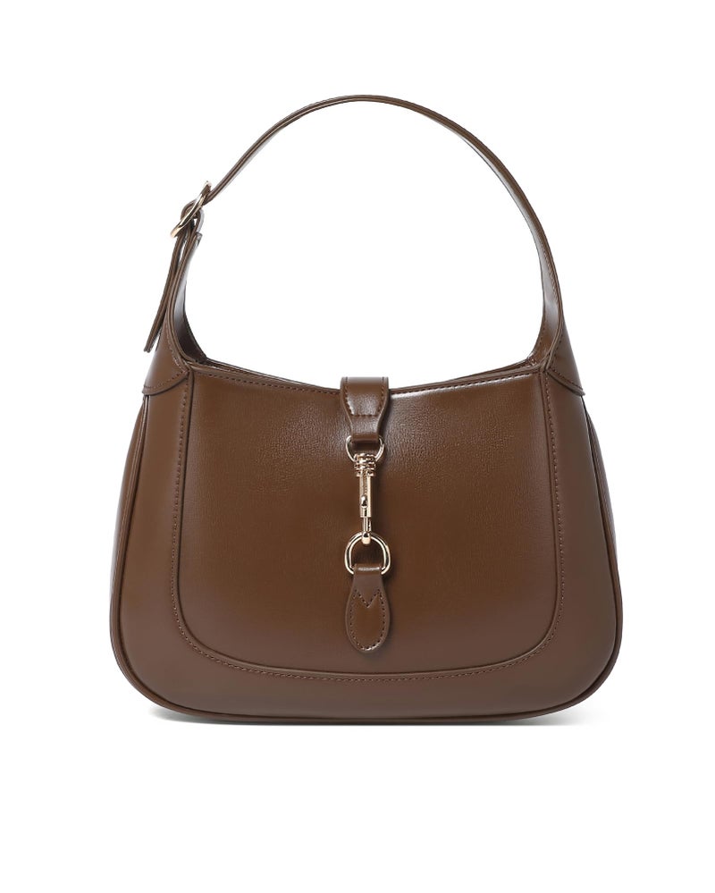 BAVERGE Shoulder Bag for Women, Soft Vegan Leather Purse Trendy Hobo Handbag Small Crossbody Bag with Adjustable Strap, Brown - Image 1