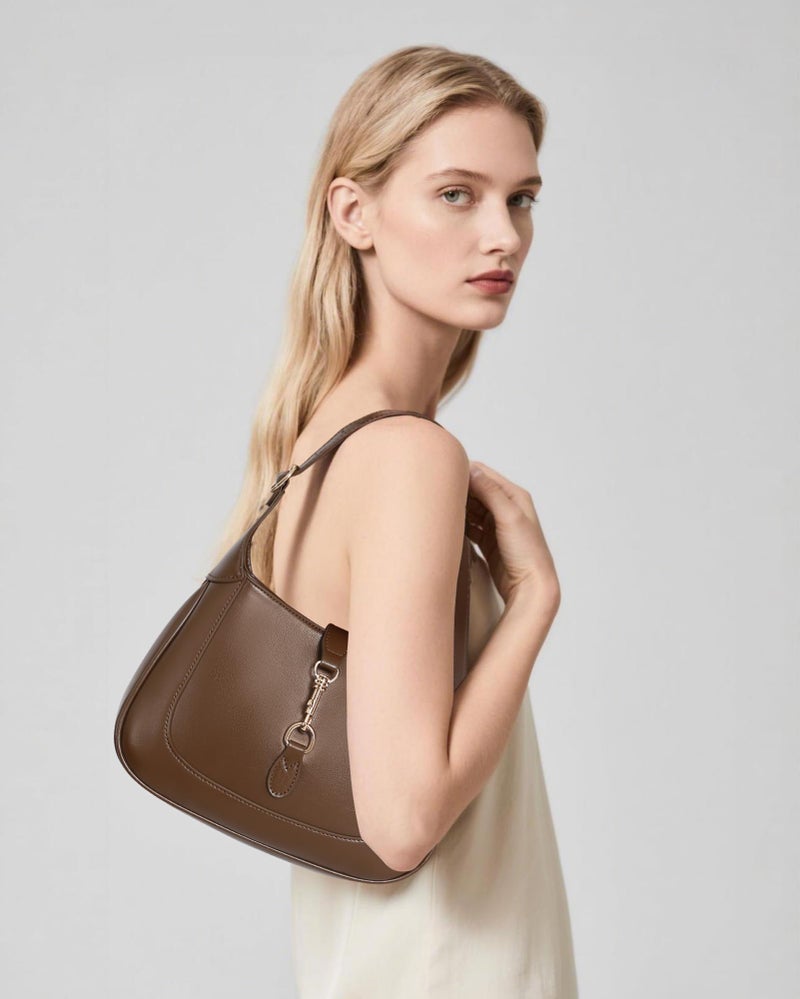 BAVERGE Shoulder Bag for Women, Soft Vegan Leather Purse Trendy Hobo Handbag Small Crossbody Bag with Adjustable Strap, Brown - Image 3