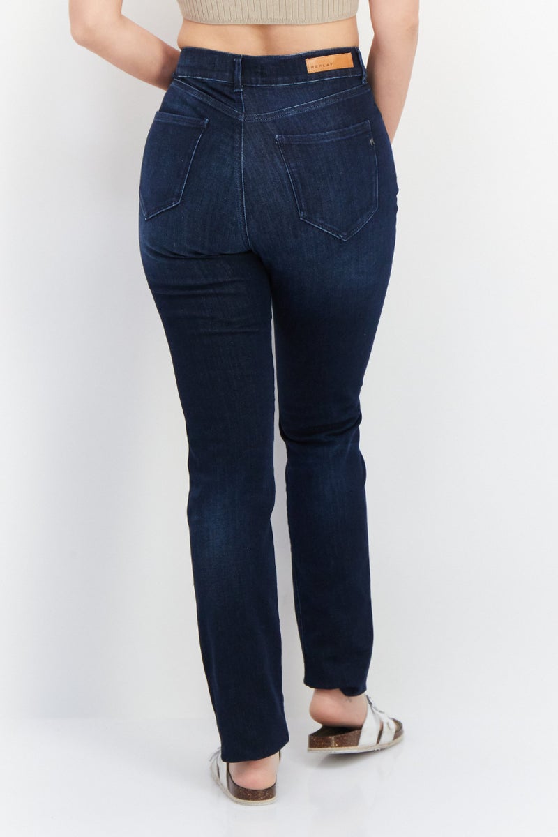 Replay Women Super Slim Fit Washed Stretchable Jeans, Navy - Image 2