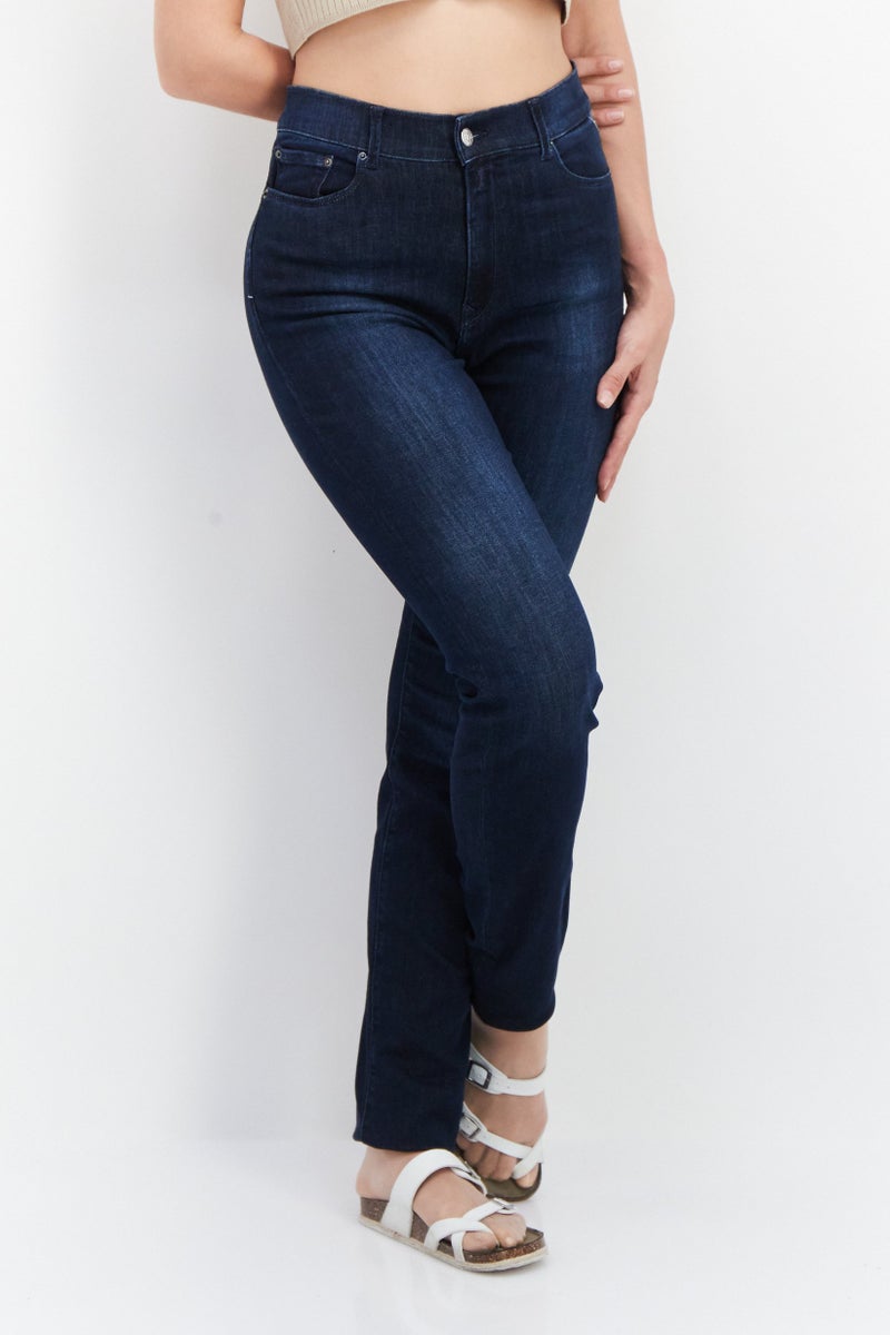 Replay Women Super Slim Fit Washed Stretchable Jeans, Navy - Image 1