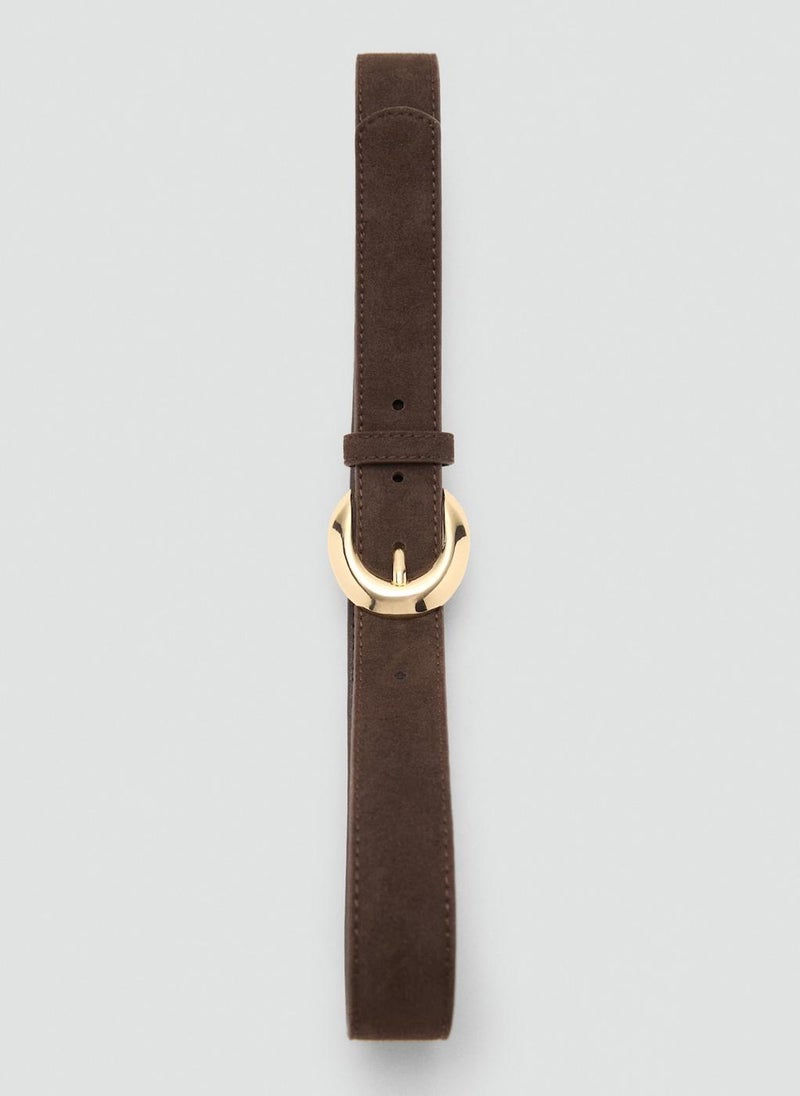 MANGO Leather belt with oval buckle - Image 2
