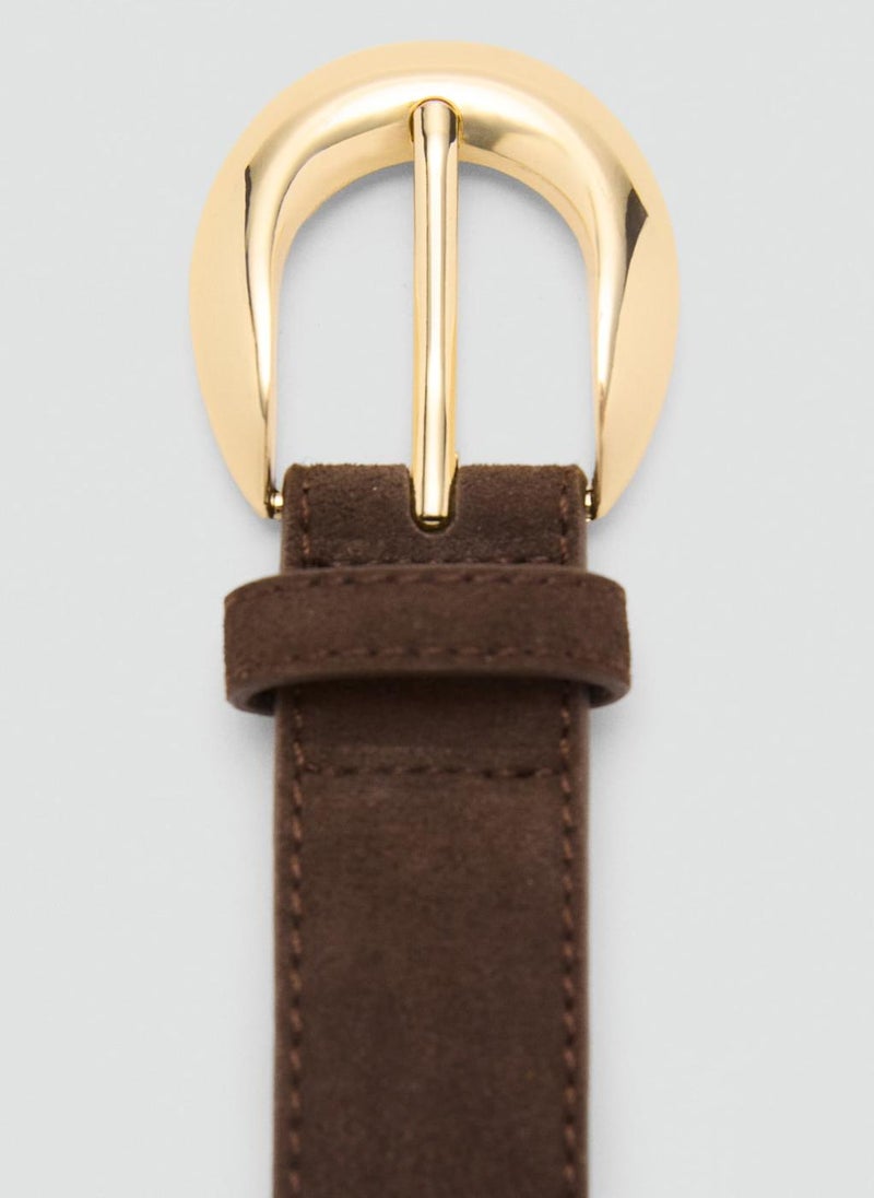 MANGO Leather belt with oval buckle - Image 4