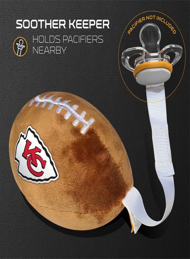 Smilo Kansas City Chiefs Plush Football Pacifier Holder by Smilo - Officially Licensed NFL Soother Holder - Soft Plush Toy and Dummy Holder - Fits Any Pacifier - Stroller Accessory & Newborn Essential - Image 3