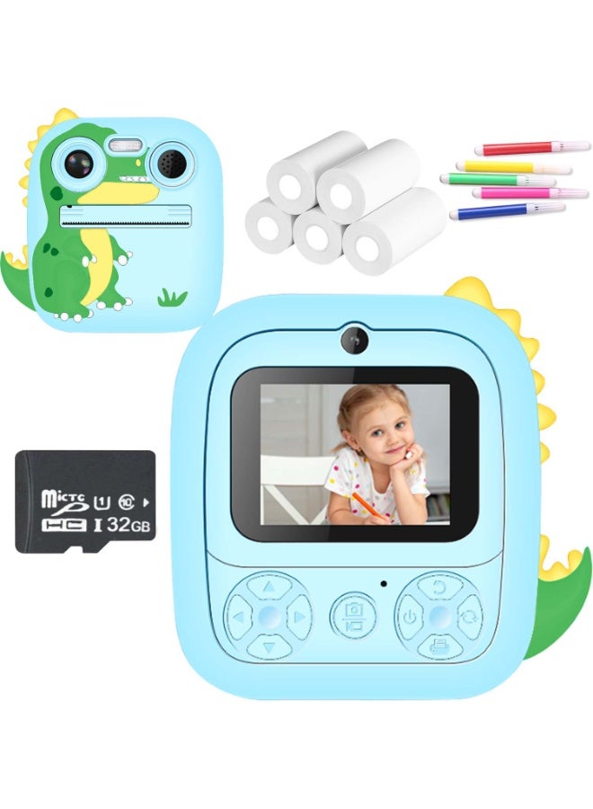 Instant Print Camera for Kids, Instant Thermal Photo Printing 2.4" HD Kids Camera 1080P with 5 Rolls of Printer Paper, Birthday Gifts Toy for 3-12 Year Old Girls Boys with 32GB SD Card - Image 1
