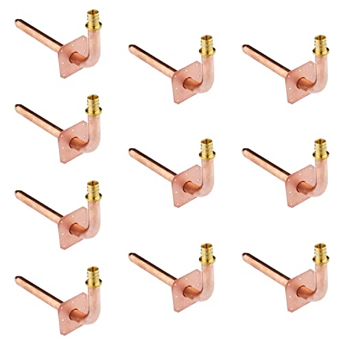 EFIELD (Pack of 10) EFIELD Pex-A Expansion F1960 Connection, Copper Stub Out Elbow with Wall Flange, 1/2"-6 Inch Length,(STUB013) - Image 1
