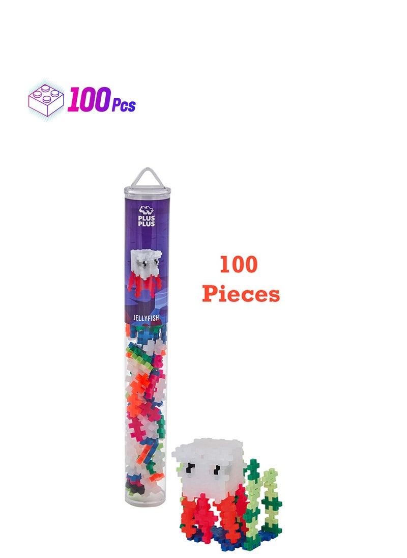Plus-Plus Jellyfish Pcs Kreativ-Bausteine Tube, Qualle, Geniales Konstruktionsspielzeug, 100 Teile, Mehrfarbig, Standard  - Image 1