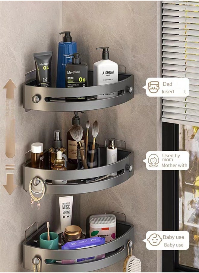 Haidue 3-Piece Bathroom Rack With Adhesive Wall Stickers, No Drilling, Rust Proof, Wall Mounted ABS Plastic Storage Rack, Suitable For Bathrooms and Kitchens  - Image 1
