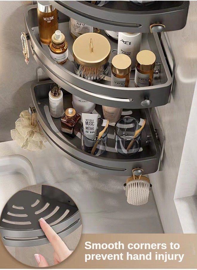 Haidue 3-Piece Bathroom Rack With Adhesive Wall Stickers, No Drilling, Rust Proof, Wall Mounted ABS Plastic Storage Rack, Suitable For Bathrooms and Kitchens  - Image 2