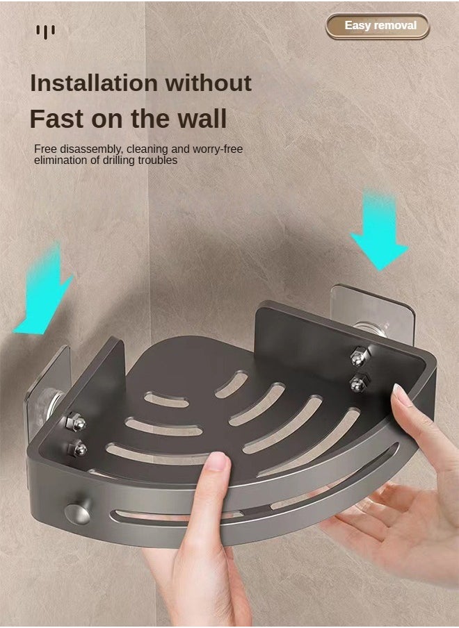 Haidue 3-Piece Bathroom Rack With Adhesive Wall Stickers, No Drilling, Rust Proof, Wall Mounted ABS Plastic Storage Rack, Suitable For Bathrooms and Kitchens  - Image 4