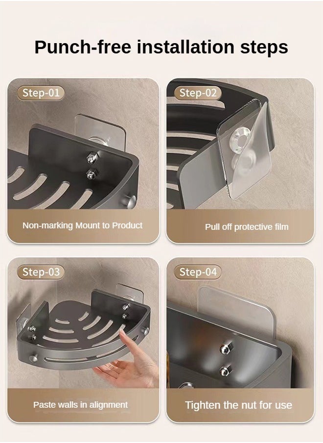 Haidue 3-Piece Bathroom Rack With Adhesive Wall Stickers, No Drilling, Rust Proof, Wall Mounted ABS Plastic Storage Rack, Suitable For Bathrooms and Kitchens  - Image 5