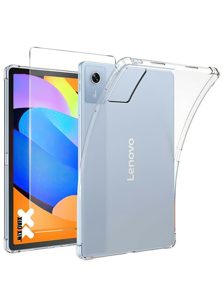 For Lenovo Xiaoxin Pad 11 2025/Idea Tab Case TPU Drop-Resistant Clear Tablet Cover+Tempered Glass Screen Film - Image 1