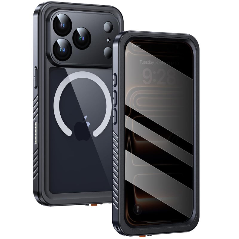 Magnetic for iPhone 17 Pro Max Case Waterproof, Built in Screen Protector u0026 Camera Protection, 【Compatible with MagSafe】 Full Body Dustproof Heavy Duty Rugged Phone Case 6.9'' (Privacy Black) - Image 1