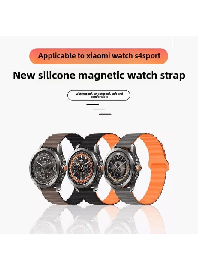 For Xiaomi Watch WatchS4 Sport Strap Color Magnetic S3 Loop S2 Silicone S1Pro Wristband-Color:Magnetic Return Ring Buckle Silicone [-antique White With Mist Blue] - Applicable To: Xiaomi Watch S4 Sport  - Image 2