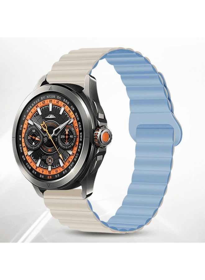 For Xiaomi Watch WatchS4 Sport Strap Color Magnetic S3 Loop S2 Silicone S1Pro Wristband-Color:Magnetic Return Ring Buckle Silicone [-antique White With Mist Blue] - Applicable To: Xiaomi Watch S4 Sport  - Image 1