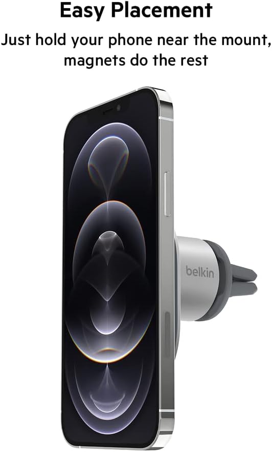 belkin Belkin MagSafe Vent Mount Pro  MagSafe Phone Mount for Car Magnetic Phone Holder Compatible with iPhone 15 iPhone 15 Plus iPhone 15 Pro iPhone 15 Pro Max iPhone 14  iPhone 13  Gray  - Image 3