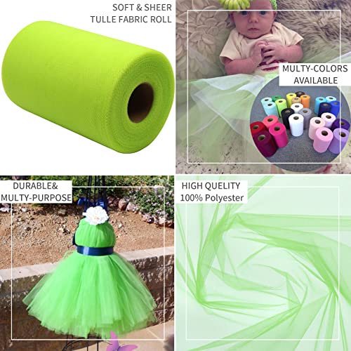 IONTACH Lime Green Tulle Fabric Rolls 6 Inch by 100 Yards (300 feet) Fabric Spool Tulle Ribbon for DIY Tutu Bow Halloween Decorations Baby Shower Birthday Party Wedding Christmas Craft Supplies - Image 4