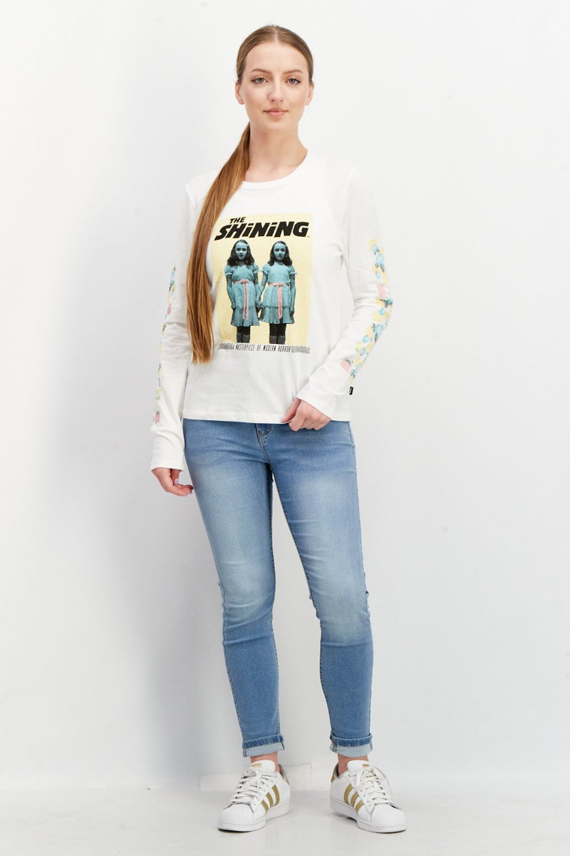 Vans x The Shining Women Round Neck Long Sleeves Outdoor Tops, White - Image 4