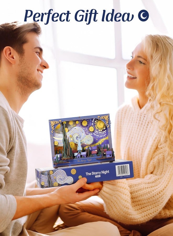 Wowood 3D Wooden Puzzles for Adults - Van Gogh Starry Night DIY Model Building Kits with LED Light - Gifts for Mothers Day - Home Decor, Wall Art & Unique Creative Gifts for Art Lovers/Men/Women - Image 5