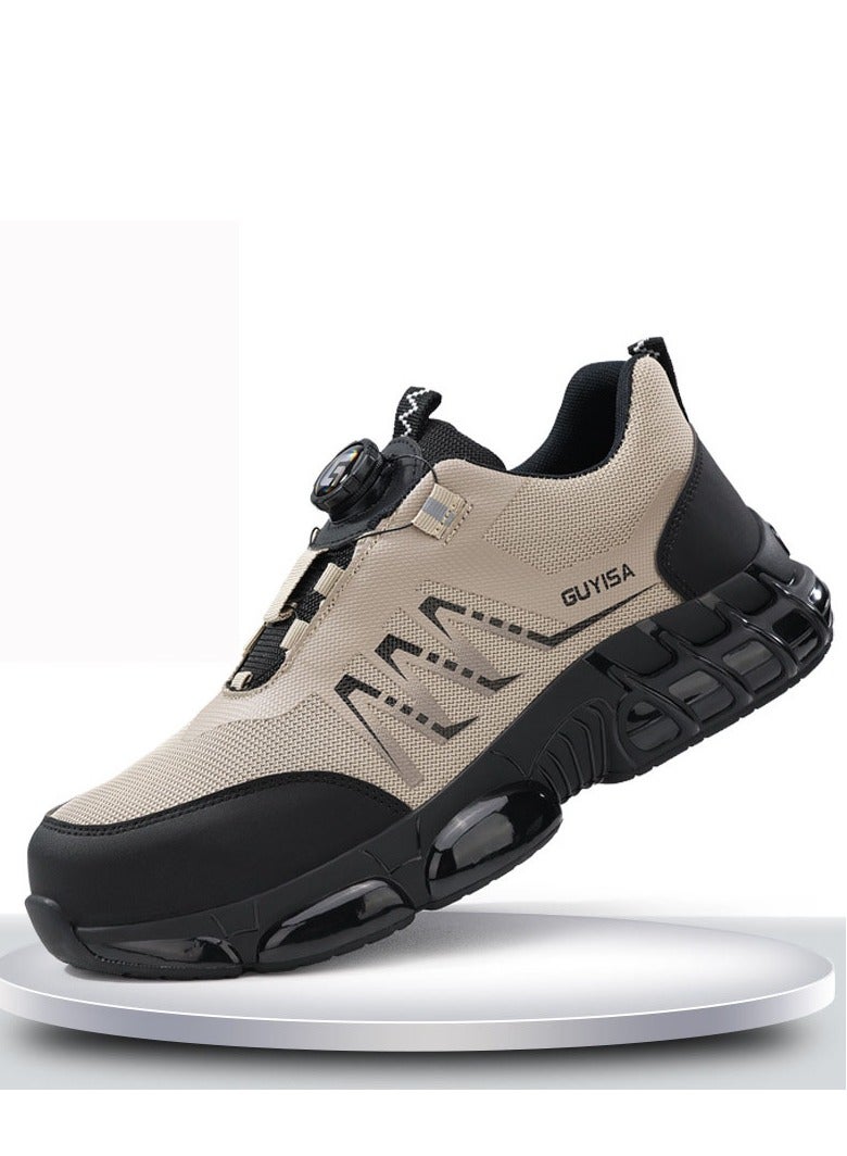 GUYISA Rotating Button Safety Shoes Steel Toe Work Shoes Protective Work Shoes Anti-slip Lightweight Breathable Work Sneakers for Men