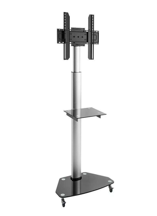 Skill Tech SH 400FS Height Adjustable Aluminium TV Cart for 32–70 Inch Screens with Portrait & Landscape Orientation, VESA 600x400, Max Load 40kg – Rolling TV Stand  Black  - Image 2