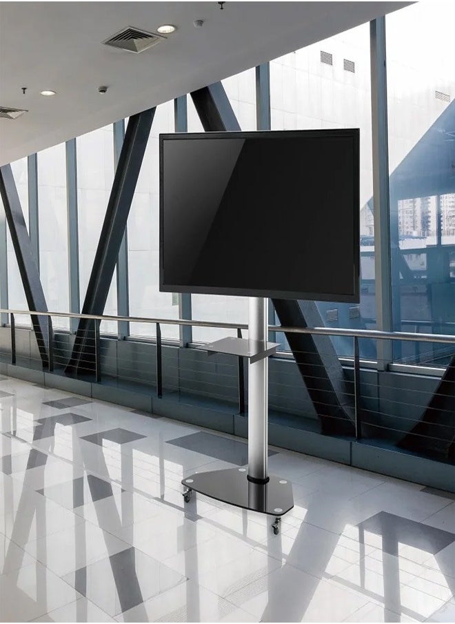 Skill Tech SH 400FS Height Adjustable Aluminium TV Cart for 32–70 Inch Screens with Portrait & Landscape Orientation, VESA 600x400, Max Load 40kg – Rolling TV Stand  Black  - Image 3