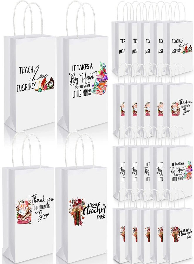 Fumete 24 Pieces End of Year Teacher Gifts Bags with Handle Thank You Party Favor Pouches Best Teacher Treat Pack for Graduation Party Decor 8.27 x 5.91 x 3.15 Inch - Image 1