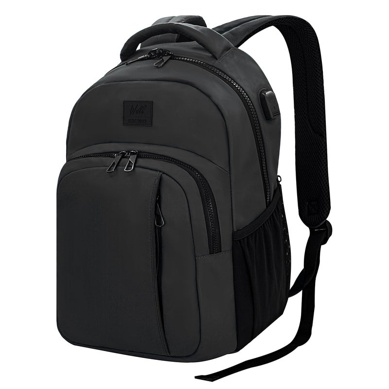 WOLT Laptop Backpack for Men Women for 15.6 Inch and 17 Inch Notebook, Travel Backpack Carry On Flight Approved with Computer Compartment, College Bookbag with USB Charging Port (Black) - Image 1