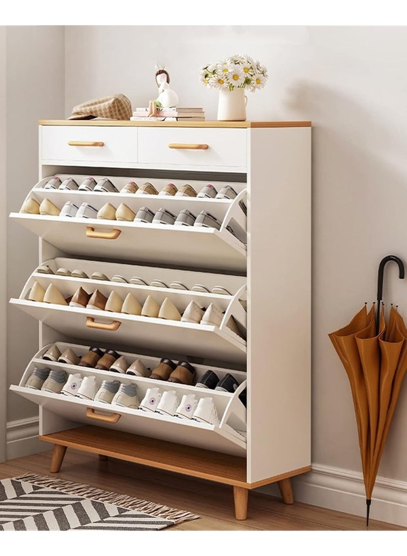DubaiGallery Shoe Racks for Entryway, Narrow Shoe Cabinet, Modern Wall Shoe Rack with 3 Flap Drawers, Hidden Handle, Closet Shoe Rack for Entrance/Bedroom/Bathroom - Image 3