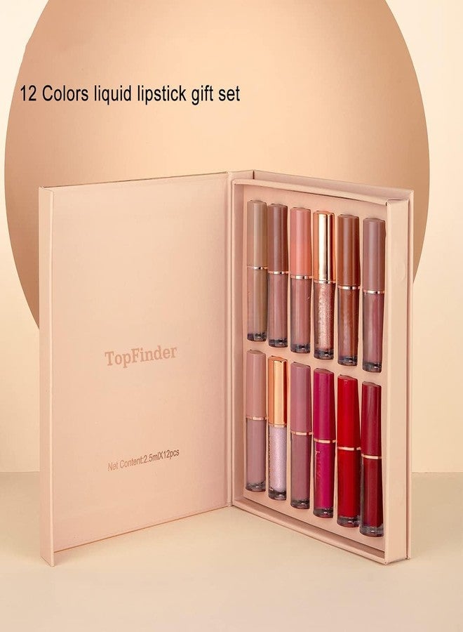 TopFinder® Matte Velvet Lipstick Set | Long-Lasting, Waterproof & Sweatproof | Non-Sticky, Lightweight | Nude, Liquid & Glossy Shades | Lipstick Combo Pack Gift for Women & Girls (Set of 12) - Image 3