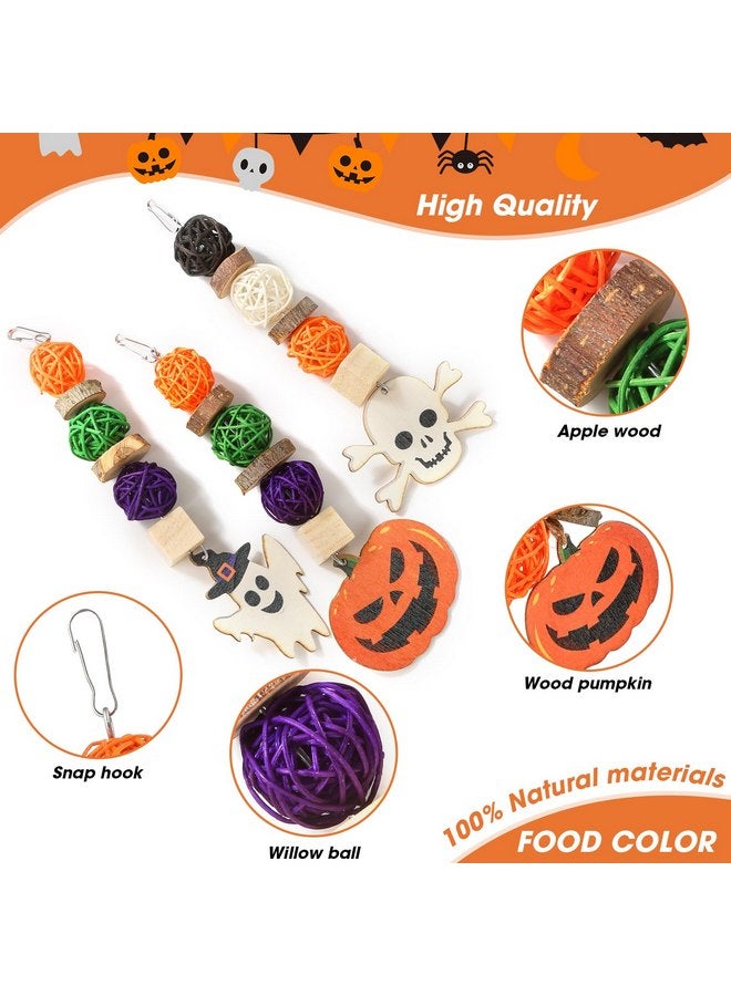 ألعاب مضغ الأرنب، ألعاب خنزير غينيا الطبيعية، 3 قطع من ألعاب المضغ الخشبية المعلقة المثالية للأرانب الأليفة وخنازير غينيا والشنشيلة والهامستر والفئران والحيوانات الصغيرة الأخرى، طحن الأسنان بموضوع الهالوين - Image 2