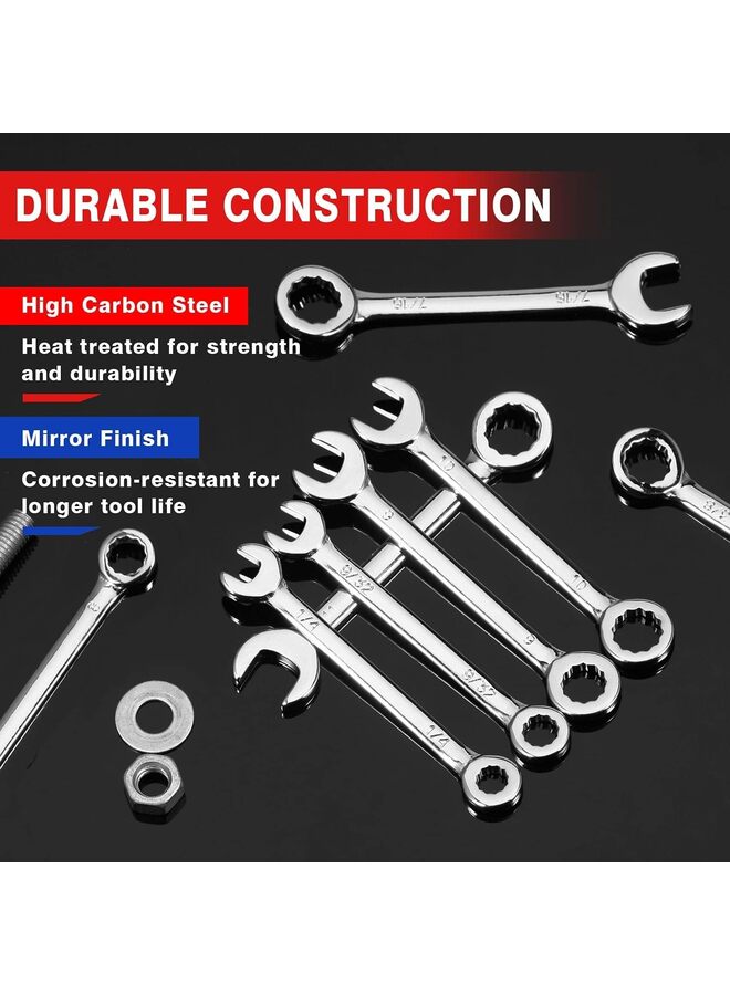 Generic 20PCS Mini Wrench Set Metric Ignition Wrench Sets Open and Box End Wrench Set Small Wrench Set Combination Wrench Sets, 4mm-11mm & 5/32"-7/16"  - Image 3