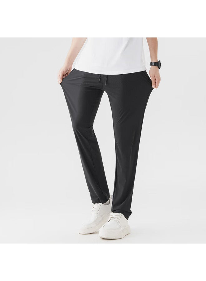 Clor Men's Casual Pants Spring Summer Loose Wide-leg Trendy Breathable Sports Straight-leg Pants Cl14 Black XL - Image 4