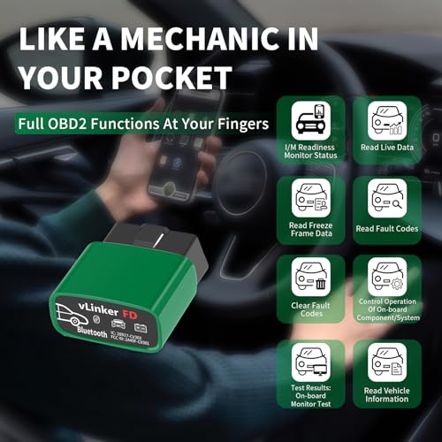 vLinker VGATE vLinker FD Bluetooth OBD2 Scanner Diagnostic Tool, Car Code Readers & Scan Tools for Android & Windows (Not iOS), Wireless OBD2 Adapter Auto All System Diagnostic to Check Engine Light - Image 3