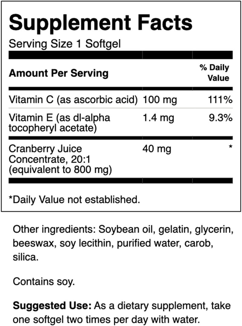 Swanson Cranberry  Supports Urinary Tract Health Bladder Control  Promotes Healthy Kidney Function  Supplement Made with 201 Cranberry Juice Concentrate  180 Softgels 2 Pack - Image 3