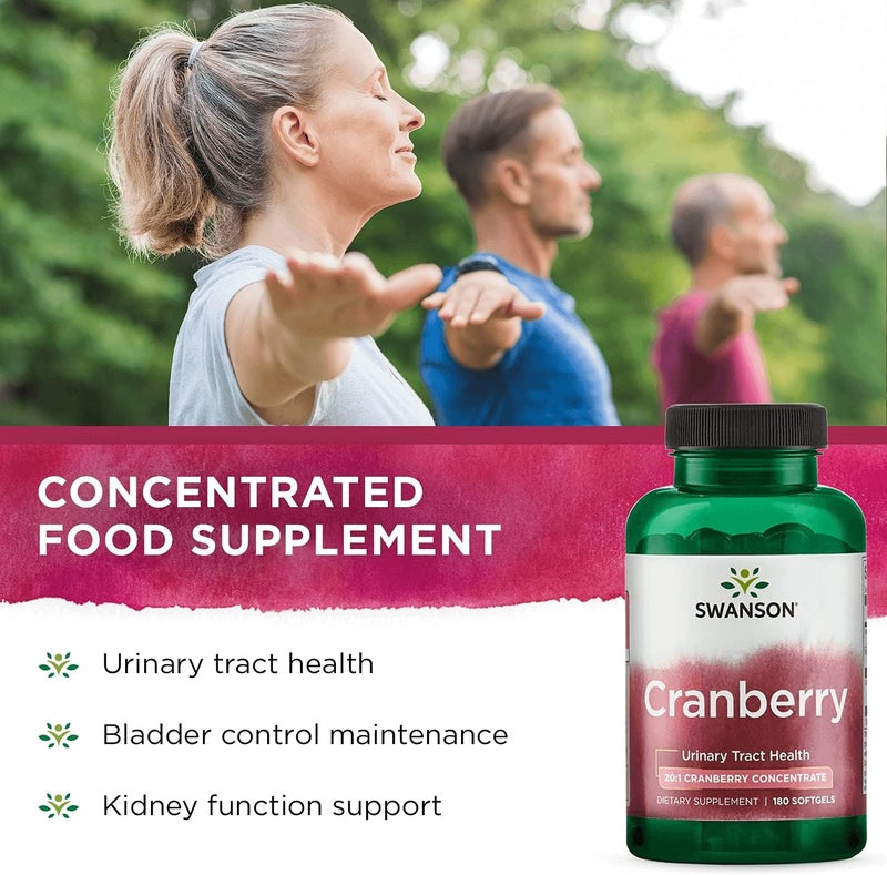Swanson Cranberry  Supports Urinary Tract Health Bladder Control  Promotes Healthy Kidney Function  Supplement Made with 201 Cranberry Juice Concentrate  180 Softgels 2 Pack - Image 4