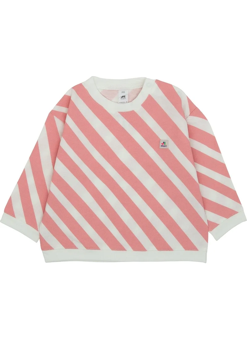 Jrmori Sideways Stripe Printed Sweatshirt with Snap on Shoulders