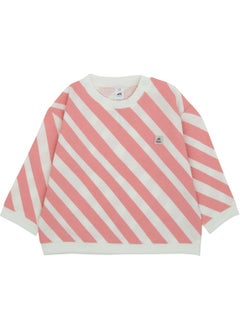 Jrmori Sideways Stripe Printed Sweatshirt with Snap on Shoulders  - Image 1