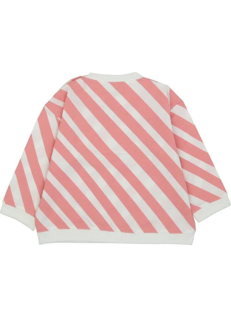 Jrmori - Sideways Stripe Printed Sweatshirt with Snap on Shoulders - Image 1