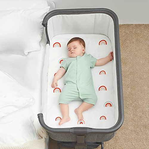 Coldwind Bassinet Sheet Set 2 Pack Fitted Bassinet Sheets for Baby Boy Girl, Universal Bassinet Sheets Fit for Baby Delight, ANGELBLISS, Mika Micky, Milliard, MiClassic, Dream On Me, Baby Joy Bedside, Rainbow - Image 5