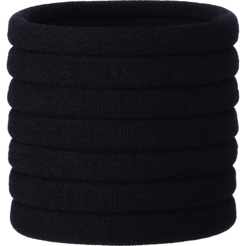 eBoot 20 Pieces Large Stretch Hair Ties Hair Bands Ponytail Holders Headband for Thick Heavy and Curly Hair (Black, 5 cm in Diameter, 1 cm in Width) 